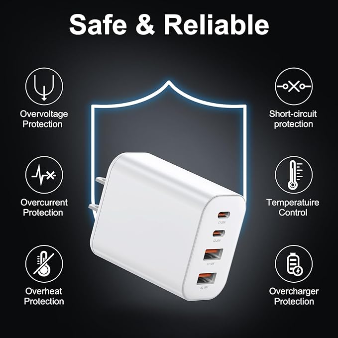 USB C Charger Block, 3-Pack 40W Wall Plug Fast Charging Block, 4-Port PD + QC Power Adapter Type C Charging Blocks Cube, Compatible with iPhone 17/17 Pro/17Pro Max/16/15/14/13/12/11, Tablets（White）