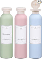 ASEVAT 8.8oz 3Pcs Plastic Refillable Travel Shampoo and Conditioner Bottles Refillable Travel Bottle with Flip Cap Plastic Shampoo and Conditioner Bottles