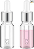 100 Pcs Mini Glass Oil Dropper Bottle Bulk, Clear Essential Small Empty Bottles Sample Containers Perfume Liquid Vials with Cap for Traveling (10 ml,Silver)