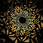 2 Pack Outdoor Solar Hanging Lantern Lights Metal LED Decorative Lamp for Garden Patio Courtyard Lawn and Table with Hollowed-Out Design (Black)