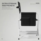 EVER ADVANCED Aluminum Directors Chair, Folding Studio Movie Chairs Camping Event Vendor Chair, 19" Seat Height Black Fabric/White Frame, Support 350lbs