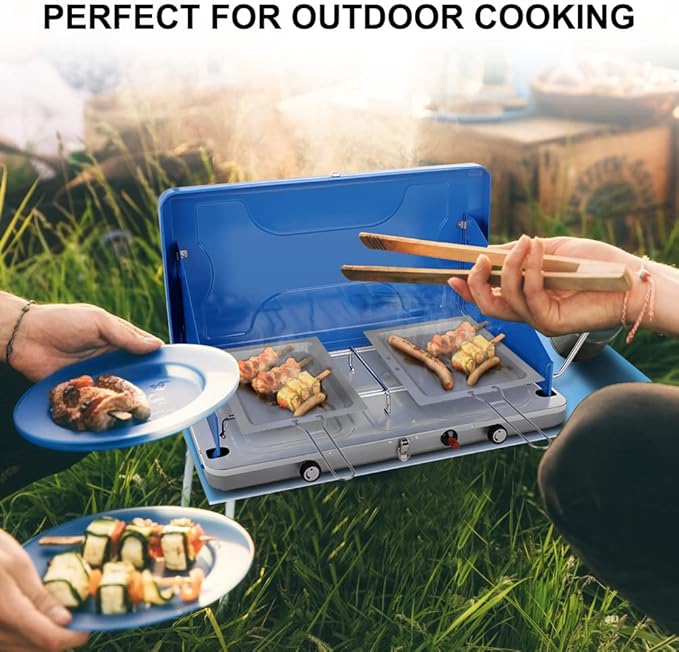 Camplux Propane Camping Stove 20,000 BTU, Camping Stoves 2 Burners with CSA Certification