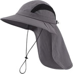 Home Prefer UPF 50+ Sun Hats for Men Women Wide Brim Fishing Hat with Neck Flap UV Protection Sunblock Safari Bucket Hat