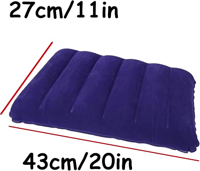 Ultralight Inflatable Camping Pillow Squared Flocked Fabric Air Pillow for Beach Hiking,Camping,Traveling,Napping,Desk Rest,Neck Lumbar Support(Purple)