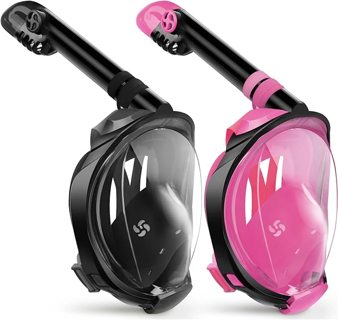 Greatever G2 Snorkeling Gear for Adults 2PCS, Full Face Snorkel Mask with Dry Top Snorkel,Anti-Leak & Anti-Fog Snorkel Mask Adult,Foldable Snorkeling Mask with Camera Mount mesh Bag