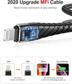 Charger Cable 10ft for【Apple MFi Certified】,(2 Pack) CyvenSmart 10 Foot Lightning Cable Fast Charging Cord for iPhone 11/11 Pro /11 Pro Max/XS/XS Max/XR/X/8/8 Plus/7/7 Plus/6(Black)