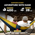 Grand Trunk Double Deluxe Parachute Nylon Hammock - 500lb Capacity Camping Hammock, 10.5x6.5ft, Lightweight & Durable (Cabo)
