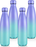 Volhoply 25oz Insulated Water Bottles Bulk 1/2/4 Pack, Metal Sports Water Bottles, Keeps Cold & Hot, BPA Free Leakproof Bottle (Purple Blue,4 Pack)