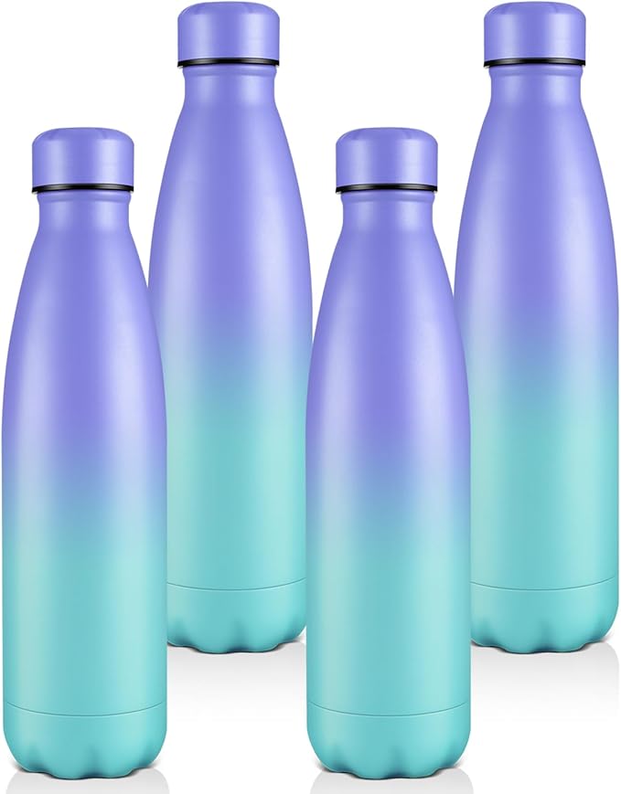 Volhoply 25oz Insulated Water Bottles Bulk 1/2/4 Pack, Metal Sports Water Bottles, Keeps Cold & Hot, BPA Free Leakproof Bottle (Purple Blue,4 Pack)