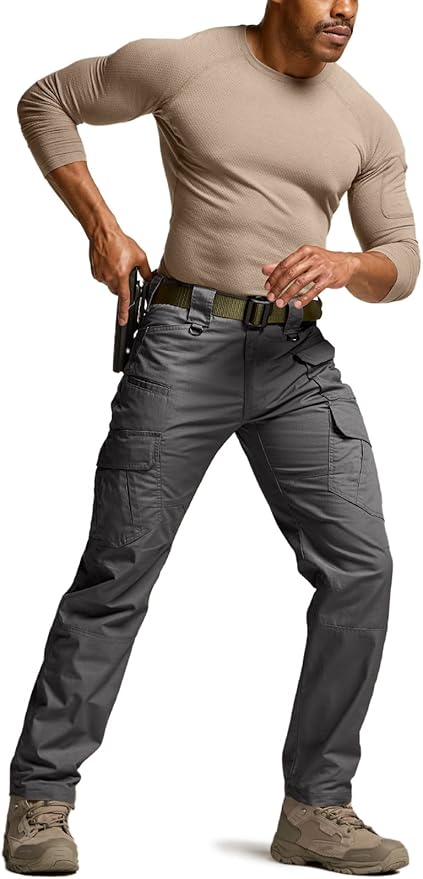 CQR Men's Tactical Pants, Water Resistant Ripstop Cargo Pants, Lightweight EDC Work Hiking Pants, Outdoor Apparel