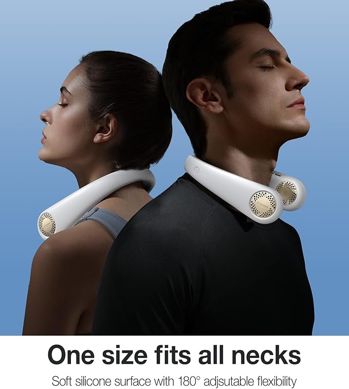 TORRAS COOLiFY [All-New, Upgraded Powerful Airflow] Industry-First Portable Neck Fan - Rechargeable, 360° Airflow, Hands-Free Bladeless Cooling, For Yard Work, Indoor, Outdoor Use - Elegant Ivory