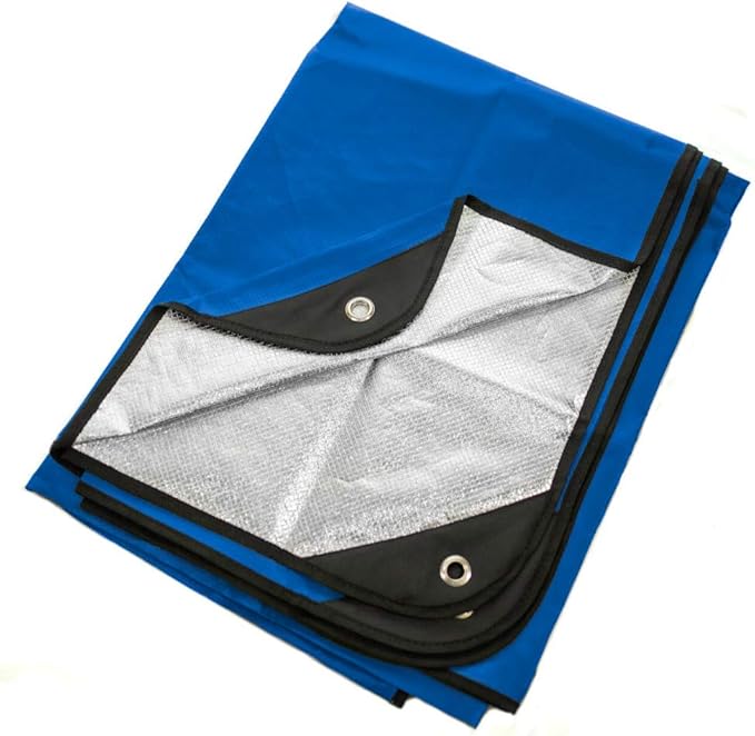 Arcturus Insulated Tarp | Reusable Heavy Duty Thermal Survival Blanket – 60 x 82 in, Reflects 90% Body Heat, Waterproof, Windproof, 3-Layer Design, Reinforced Grommets, Blue