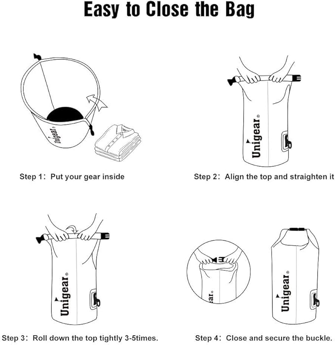 Unigear Dry Bag Waterproof, 2L/5L/10L/20L/30L/40L Floating and Lightweight Bags for Kayaking, Boating, Fishing, Swimming and Camping with Waterproof Phone Case