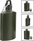Portable Aluminum Water Canteen with Hook Aluminum Flat Military Canteen Water Bottle for Outdoor Travel Hiking Sport Recreation Supply