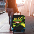 Travel Luggage Cover Suitcase Protector, Merry Green Frog Cute Animal Washable Elastic Stretchy Anti-scratch Luggage Sleeve with Concealed Zipper for Spinner Wheeled Suitcase Fits 29-32 Inch Luggage