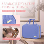 HOTOR Travel Toiletry Bag - Hanging Toiletry Bag for Women & Men, Makeup Bag/Big Comparment, Waterproof for Travel Accessories, Travel Essentials, Medium, Aegean-Blue