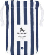 Dock & Bay Beach Towel - Quick Dry, Sand Free - Compact, Lightweight - 100% Recycled - Includes Bag - Cabana - Whitsunday Blue - Large (160x90cm, 63x35)