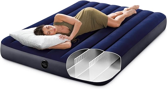 Intex 64758E Dura-Beam Standard Downy Air Mattress: Fiber-Tech, Full Size, 10in Bed Height, 600lb Weight Capacity, Pump Sold Separately (Pack of 3)