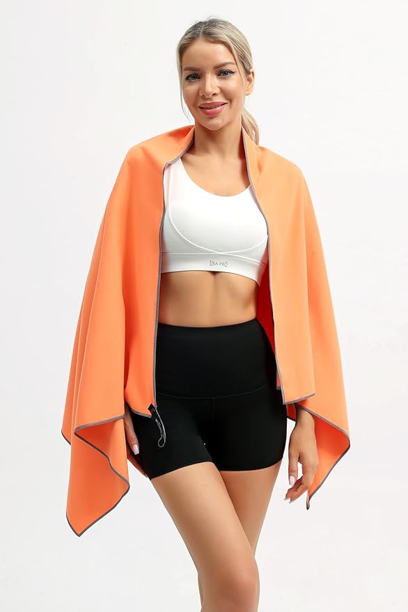 Eunzel Quick Dry Camping Towel, Microfiber Travel Towel 3 Size at 1 Pack,Fast Drying Towel Set for Camping, Beach, Gym, Sports, Yoga & Swimming Pool, Orange