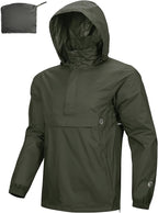 Outdoor Ventures Men's Rain Jacket Waterproof Lightweight Packable Rain Pullover for Hiking Golf Running