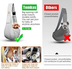 Tomkas Small Dog Cat Sling Carrier Puppy Purse Travel Wrap Soft Crossbody Pet Bag (Grey, M - Zip Pocket & Adjust Strap)