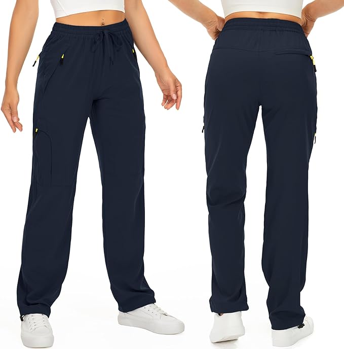 Womens Hiking Pants Quick Dry UPF 50 Lightweight Travel Golf Cargo Safari Pants Zipper Pockets