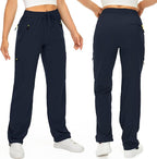 Womens Hiking Pants Quick Dry UPF 50 Lightweight Travel Golf Cargo Safari Pants Zipper Pockets