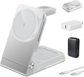 Foldable Wireless Charger 3 in 1 - Magnetic Wireless Charging Station for Apple Magsafe Charger Stand with Light,Aluminum Portable Travel Charger Dock for iPhone 17/16/15/14/13/12,Apple Watch,AirPods
