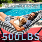 Double Hammock, Heavy Duty Portable, 500 lb Weight Capacity, Perfect for Both Indoors and Outdoors, 2 Person Hammock with Carrying Bag, Black White
