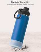 koodee Insulated Water Bottle, 22 oz Stainless Steel Double Wall Vacuum Wide Mouth Sport Bottle with Leakproof Spout Lid (Navy)