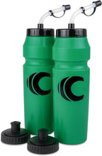 Cannon Sports 1 Liter Sports Water Bottle, BPA-Free, 34 Oz Capacity, Large Mouth, 2 lids (Straw and Squeeze), Great For Helmet Sports Such As Hockey, Lacrosse, Football, Boxing (2 Pack) (Green)