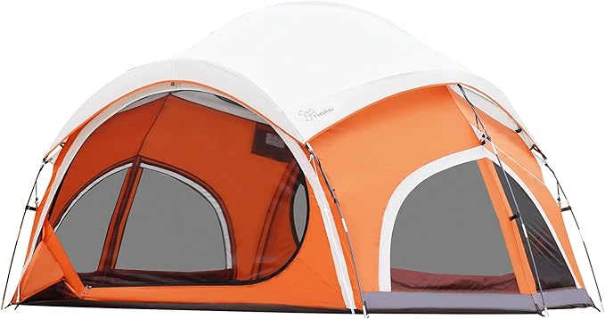 Vidalido 3-4 Person Camping Tent with 2 Large Mesh Door 4 Mesh Window Family Tents, Double Layer Waterproof Portable Easy Setup Camp Tent, Canvas Dome Tents for Camping Outdoor Hiking and Backpacking