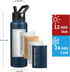 Insulated Water Bottle 40oz,Triple Wall Vacuum Stainless Steel(Dishwasher Safe),Leak Proof & Non-BPA,Flask Jug with Paracord Handle & Straw Spout Lids Sports Navy Blue