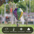 Stargarden Hot Air Balloon Solar Lantern, Flower Hollow Out Lanterns Decorative Outdoor, Colorful Hot Air Balloon Handmade Lighting Products, Metal Solar Hanging Lights Outdoor for Yard