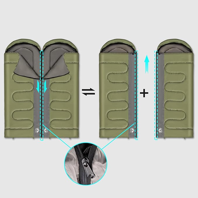 Night Cat Camping Sleeping Bag for Adults 3 Seasons Portable Lightweight Backpacking Hiking Traveling Indoor Outdoor Temperature 5-15℃ 2.6x6.3ft Switch to a Quilt or Blanket