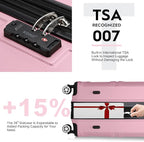 Kono 3 Piece Luggage Sets Expandable(only 28") Lightweight with Spinner Wheels TSA Lock Hardside Travel Rolling Suitcases 20in 24in 28in Carry on Pink
