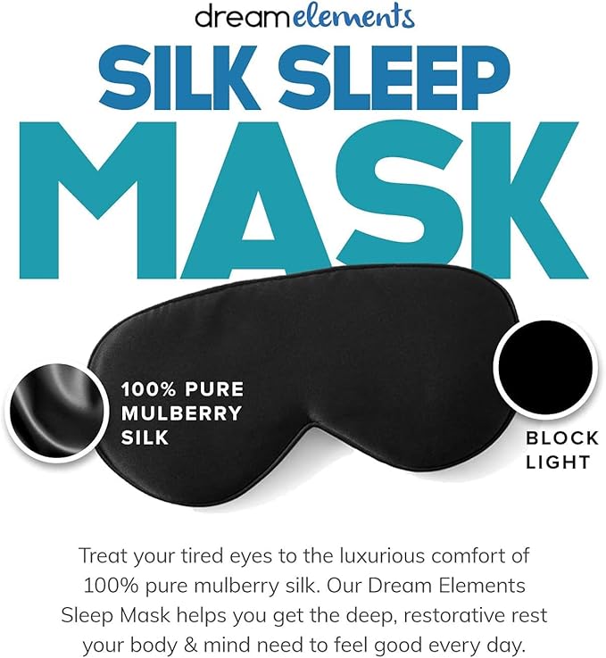 Extra Strength and Dream Elements Sleep Mask | All-in-One Natural Sleep Aid (30 ct) - 100% Pure Mulberry Silk Eye Mask (with Foam Ear Plugs & Anti Snoring Nose Clip) (2 Items)