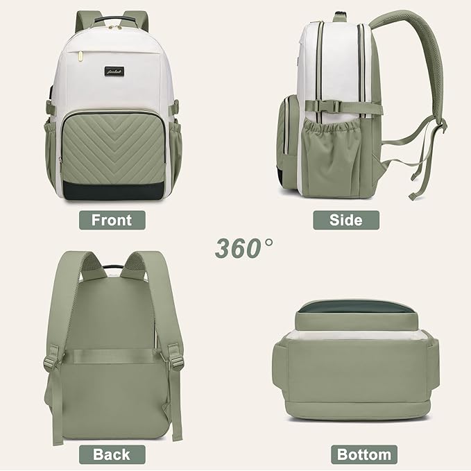 Focdod Laptop Backpack for Women Bookbag: 17 inch Work Backpacks with Pouch Pocket for Large Capacity Cup & USB Charger College Book Bag Travel Business Nurse Teacher Bookbags Anti-theft Back Pack