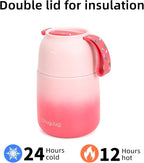 Thermo for Hot Food for Adults Kids | Wide Mouth, 26 oz Insulated Food Jar with Spoon, Leakproof Soup Thermo for School Office Travel, Thermal Steel Lunch Container Easy to Carry (Pink)