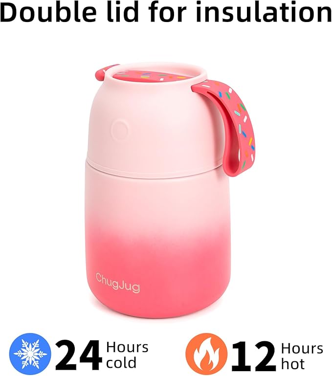 Thermo for Hot Food for Adults Kids | Wide Mouth, 26 oz Insulated Food Jar with Spoon, Leakproof Soup Thermo for School Office Travel, Thermal Steel Lunch Container Easy to Carry (Pink)