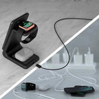 3-in-1 Magnetic Wireless Charger – Fast Charging Dock for iPhone, Apple Watch & AirPods – Foldable Stand with USB-C Cable (Black)
