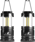 MalloMe LED Camping Lantern Flashlights 2 Pack & 4 Pack - Super Bright - 350 Lumen Portable Outdoor Lights (Black, Collapsible)
