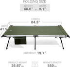 EVER ADVANCED Extra Wide Camping Cot for Adults Oversized XXL Sleeping Cots Folding Cot Bed with Carry Bag, 84.3" L x 41.9" W, Support to 550 lbs