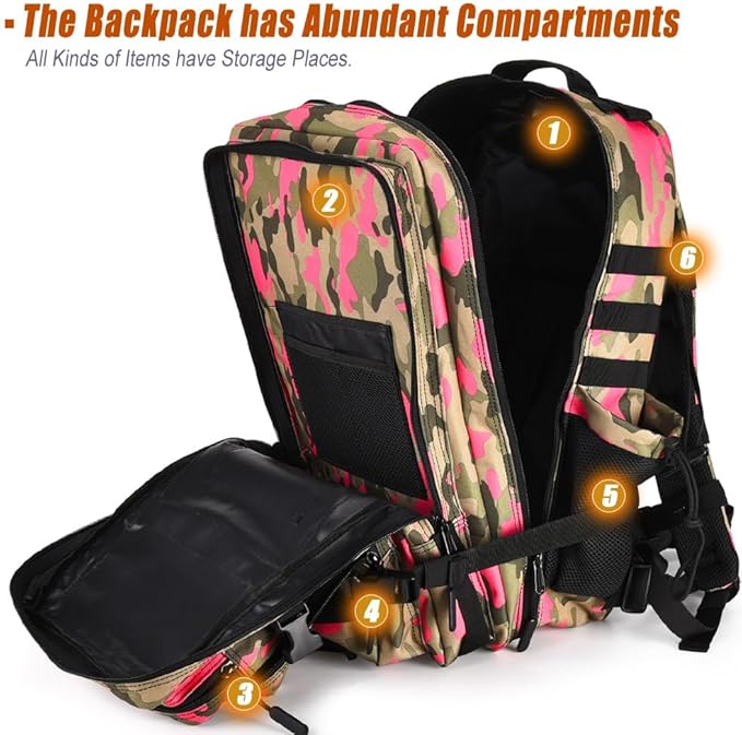 Military Tactical Backpack 45L Large Tactical Backpack for Men, Hiking Rucksack With Bottle Holder