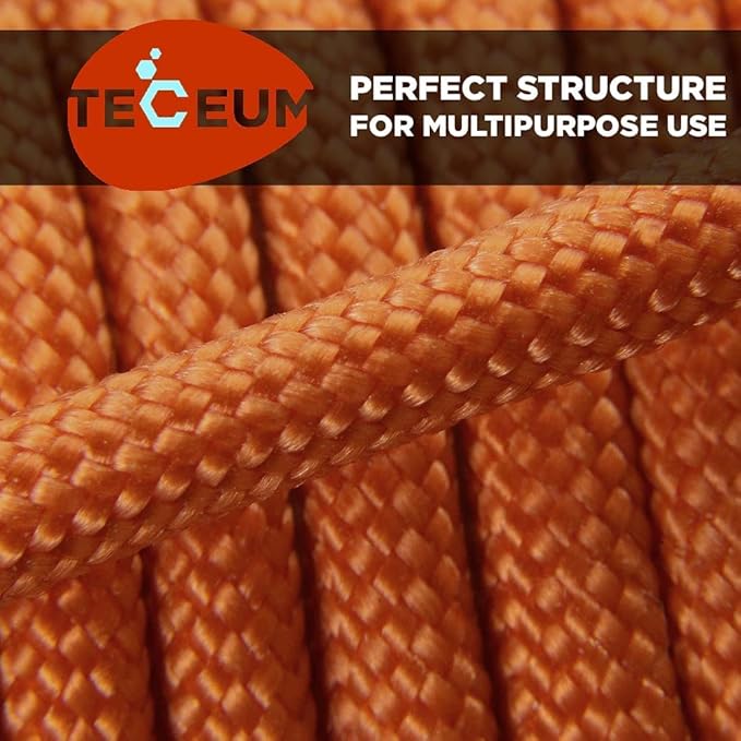 TECEUM 5/32" Paracord Rope 1000 – 1000ft / 200ft / 100ft / 50ft – Tactical Parachute Cord 4mm – 45+ Colors – Nylon String for Survival & Camping Gear – Stripe Cord for Survival – Utility Rope