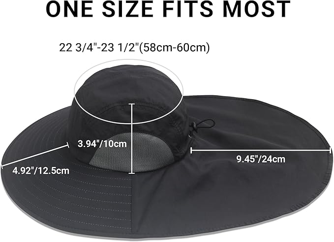 NPQQUAN Mens Sun Hats for Men Women with Neck Flap Wide Brim UV Protection Hiking Fishing Hat