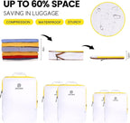 Lightweight Compression Packing Cubes for Suitcases, Compressible Expandable Travel Packing Organizer with Clear Toiletries and Backpack Bag, Travel Essentials for Carry on Luggage 7 Set