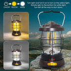 UniqueFire Retro Camping Lantern Rechargeable 1500LM 2 Modes Dimmable,Portable Electric Hurricane Lamp Hands-Free Flashlight,5000 mA High Capacity Battery LED Lanterns for Power Outages Indoor
