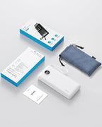 VRURC Portable Charger Power Bank, 10000mAh Travel Essentials Battery Pack, 5 Outputs 2 Inputs Slim Charing Bank Built-in Cables Cords Wires Compatible with iPhone,Samsung,Android-White(1 Pack)