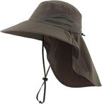 Home Prefer Outdoor UPF50+ Sun Hat Wide Brim Mesh Fishing Hat with Neck Flap